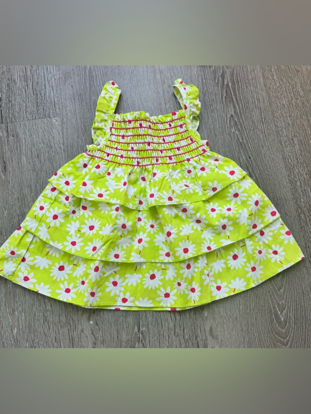 Penny M Toddler Girls Daisy Dress 18 Months Yellow Floral Smocked Ruffle Summer